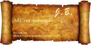 Jóna Benedek névjegykártya
